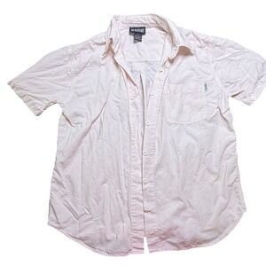 Blassport Pink Striped Short Sleeve‎ Button Up Shirt Women's Medium Casual
